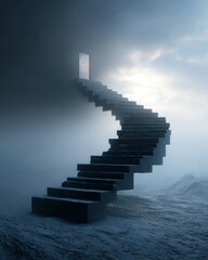 Conceptual staircase structure leading into an abstract empty space