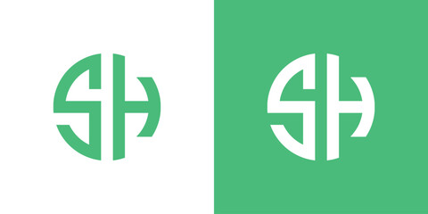 Letter SH Circle Emblem Logo
