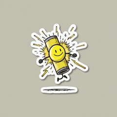 Cartoon Battery Character with Lightning