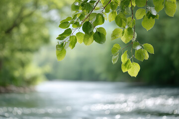 serene scene of crystal clear water flowing gently through lush green foliage essence of tranquility
