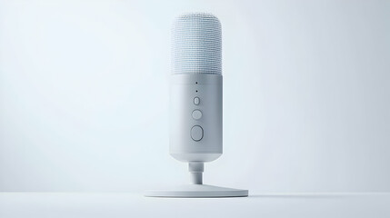 Modern White Microphone On White Background