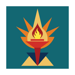 Abstract geometric torch burning brightly