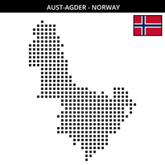 Obraz premium Big square dotted map of aust-agder in Norway