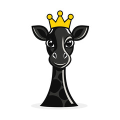 Noble Giraffe Emblem: A regal giraffe dons a golden crown, a symbol of refined elegance and leadership. The graphic exudes charm with a clean, modern design.