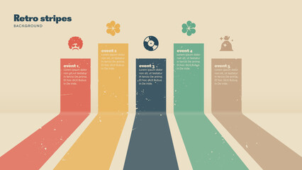 Five events or stages. Vector infographic template for an event or presentation in retro style