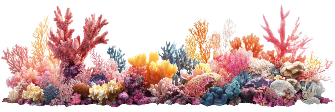 Colorful Coral Reef Landscape with Various Shapes and Hues