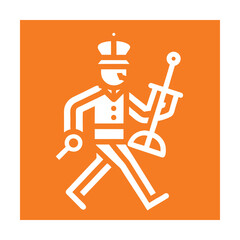 Walking british guardman orange square icon