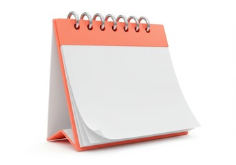 Blank calendar with coral trim isolated on white background, Illustrations