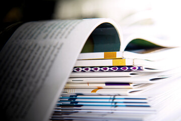stack of magazines on table