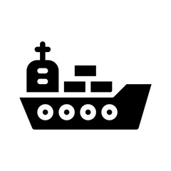 cargo ship glyph icon