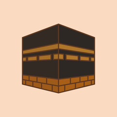 A flat-style cartoon vector of the Kaaba in Mecca, an iconic Islamic holy site. Perfect for Hajj, Umrah, Eid al-Adha, and religious educational material.