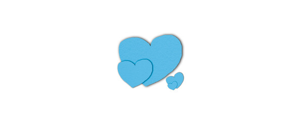 Isolated light blue paper heart shape on transparent background. Valentine's Day. Red heart with shadow. Love. Illustration.