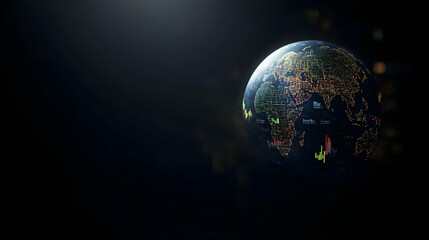 Digital Illustration Of Earth At Night With Glowing City Lights