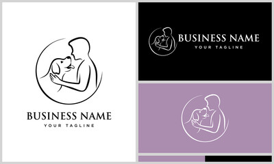 Couple with Dog Logo Design.