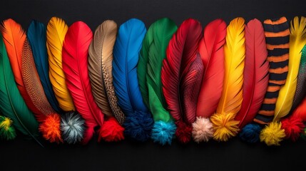 Abstract music harmony with colorful instrument notes a band of vibrant feathers in a creative environment