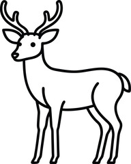 deer vector illustration line art 