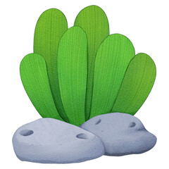 seaweed with rock cartoon