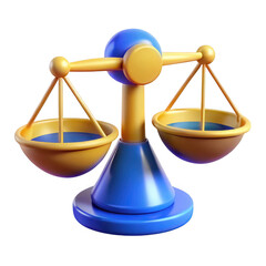3d scales of justice isolated on transparent background