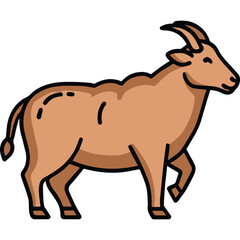 Brown Goat Vector Icon Isolated on White Background. Minimalist Ram Symbol for Eid al-Adha, Sacrifice, and Islamic Celebrations. Perfect for Logos, Web Graphics, and Religious Themes.