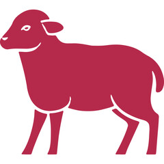 Red Sheep Vector Icon Isolated on White Background. Minimalist Lamb Symbol for Eid al-Adha, Sacrifice, and Islamic Celebrations. Perfect for Logos, Web Graphics, and Religious Themes.