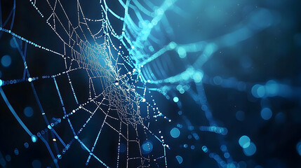 Abstract Blue Network Design With Glowing Lines And Sparkles