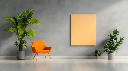 A contemporary office space with a clean presentation board