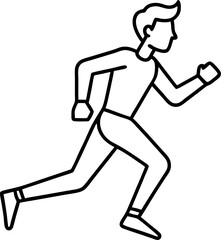 Outline illustration of a man running quickly and exercising in the direction of the right with a minimalist style
