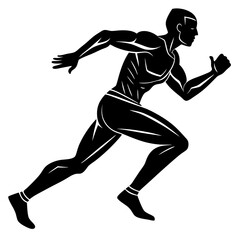Dynamic silhouette of a male runner sprinting in motion fitness and exercise concept