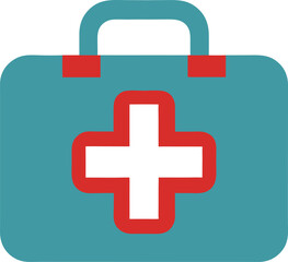 Medical first aid kit icon in flat design style suitable for healthcare emergency and hospital concepts