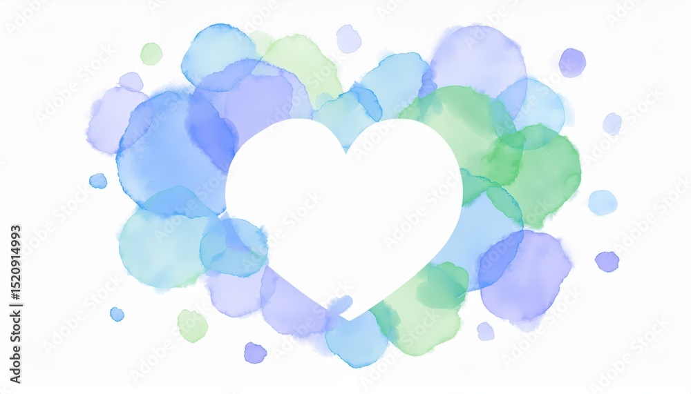Aufkleber soft pastel watercolor circle border background in green blue and violet tones for web design invitation print or branding with empty central space for text or overlay in modern abstract style

