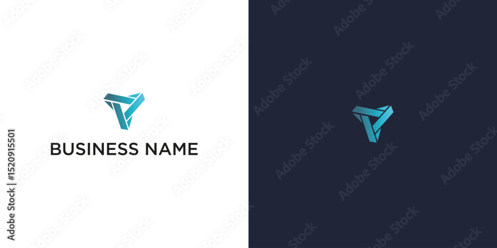 Fototapete abstract geometric logo – angular folded shape in blue for modern branding