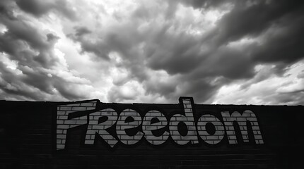 Obraz premium Freedom on Brickwall.