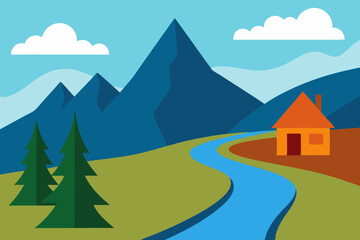 landscape with mountains