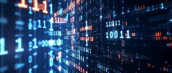 Digital Matrix: Abstract Binary Code Stream - Powered by Adobe