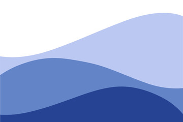 Blue sea waves on a white background. Endless undulating water shapes, abstract background, flat design, vector. A modern minimalistic element for a banner, label, poster with a place for text