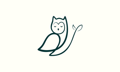 Cute Owl Line Art Design.