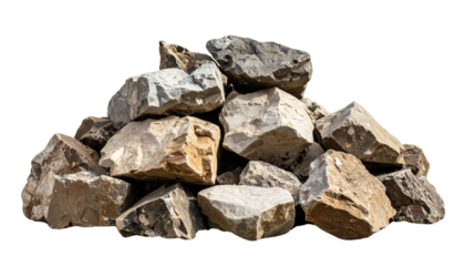 a pile of heavy stones isolated on transparent background