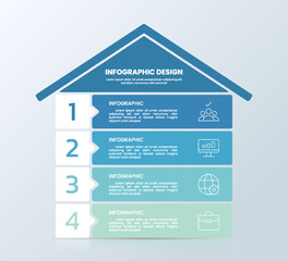 House Infographic Template Showing Business Data for 4 Step Presentation