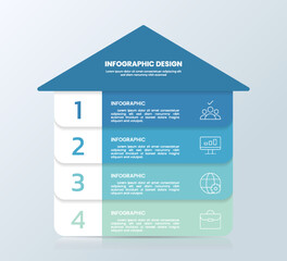 House Infographic Template Showing Business Data for 4 Step Presentation