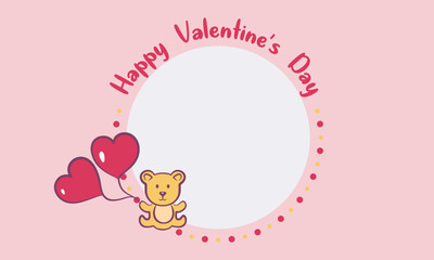 Fototapeta premium Cute Teddy Valentines Day Frame.