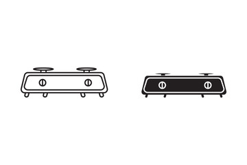 Fototapeta premium Stove oven icon set, vector gas stove. Kitchen cooking appliance. Vector illustration.