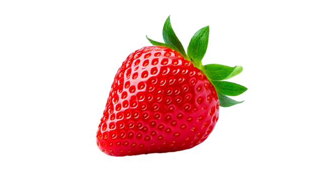 Strawberry, red, fresh, isolated, realistic, and natural — a perfect fruit captured in high detail, ideal for backgrounds, food designs, and creative presentations, symbolizing health, summer, and del