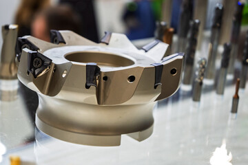 Close-up of a Milling Cutter with Replaceable Inserts Displaying Precision Engineering and...