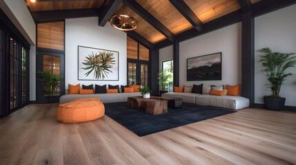 A cozy farmhouse inspired living space with rustic decor  long title A warm and inviting