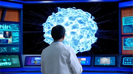 Analyzing complex data in futuristic laboratory