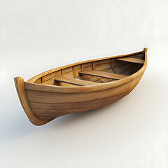 3D cartoon wooden rowboat with oars icon