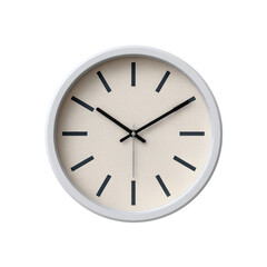 Minimalist round wall clock with black hour markers and hands.