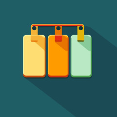 Abstract Tag Holders: Graphic, colorful tag holders with elongated design, ideal for illustrative or business applications, offering a clean and modern aesthetic.