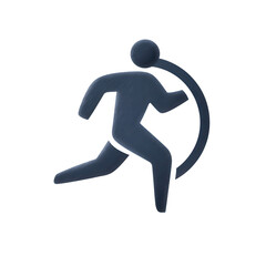 A stylized icon of a person running with an arched line suggesting motion or speed.