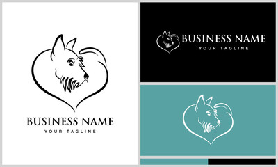 Dog Logo Design Heart Shape.